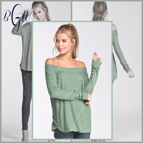😎5🌟Beautiful Off Shoulder Sage Top - Picture 7 of 7
